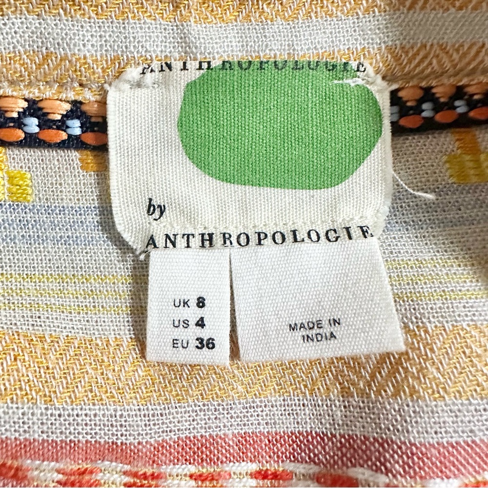 Anthropologie Mademoiselle Striped Multicolor Button-Up Shirt Size 4 - Picture 6 of 7